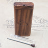 WALNUT WOOD DUGOUT WITH THE 9TH CLOUD LOGO WITH GLASS PIPE ON THE 9TH CLOUD CANNABIS ACCESSORIES LOGO BACKGROUND